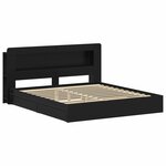 vidaXL Cadre de lit avec rangement Noir 200 x 200 cm Bois d'ingénierie
