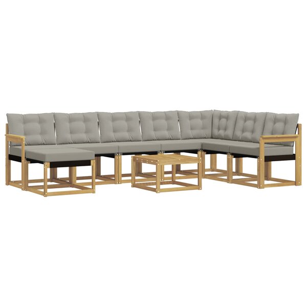 vidaXL Ensemble de canapés d'extérieur 9 pc Blanc et gris clair