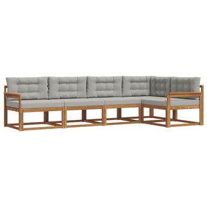 vidaXL Ensemble de canapés d'extérieur 5 pc Naturel et gris clair