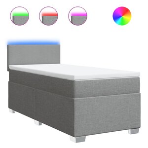 vidaXL Sommier à lattes de lit avec matelas Gris clair 100x200cm Tissu