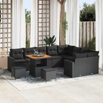 vidaXL Ensemble de canapé de jardin 12 Pièces Noir polyrotin