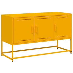 vidaXL Meuble TV jaune moutarde 100 5x39x60 5 cm acier