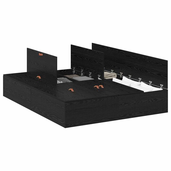 vidaXL Cadre de lit avec rangement Chêne noir 140 x 190 cm