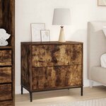 vidaXL Table de chevet Chêne fumé 63 5 x 36 x 61 cm Bois d'ingénierie
