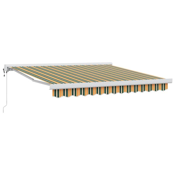 vidaXL Auvent Rétractable Vert et jaune 350 x 250 cm Tissu Métal