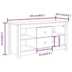 vidaXL Meuble TV Noir 103x36 5x52 cm Bois de pin massif
