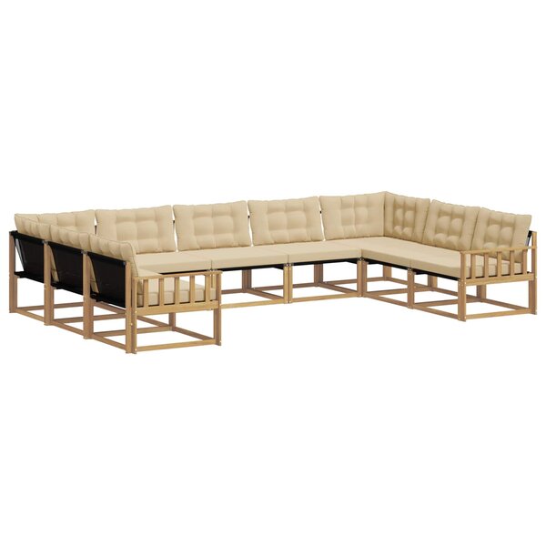 vidaXL Ensemble de canapés d'extérieur 9 Pièces Blanc et Beige