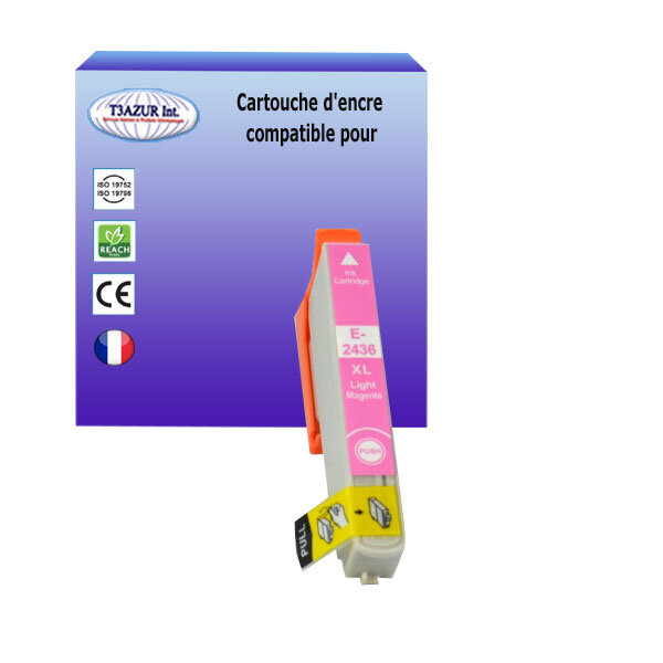 Cartouche Compatible pour Epson XP55, XP750, XP760, XP850, XP860, XP950, XP960 remplace Epson T2436  Light Magenta - T3AZUR
