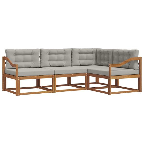 vidaXL Ensemble de canapés d'extérieur 4 pc Gris Naturel et Clair