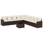 vidaXL Salon de jardin 10 Pièces avec coussins marron résine tressée