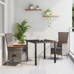 vidaXL Ensemble de salle à manger pour jardin 3 Pièces Gris Poly rotin