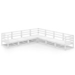 vidaXL Salon de jardin 7 Pièces Blanc Bois de pin massif