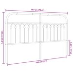vidaXL Tête de lit métal noir 180 cm