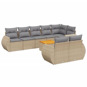 vidaXL Salon de jardin avec coussins 9 Pièces beige résine tressée