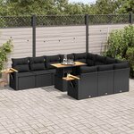 vidaXL Ensemble de canapés de jardin 11 Pièces et coussins rotin acacia