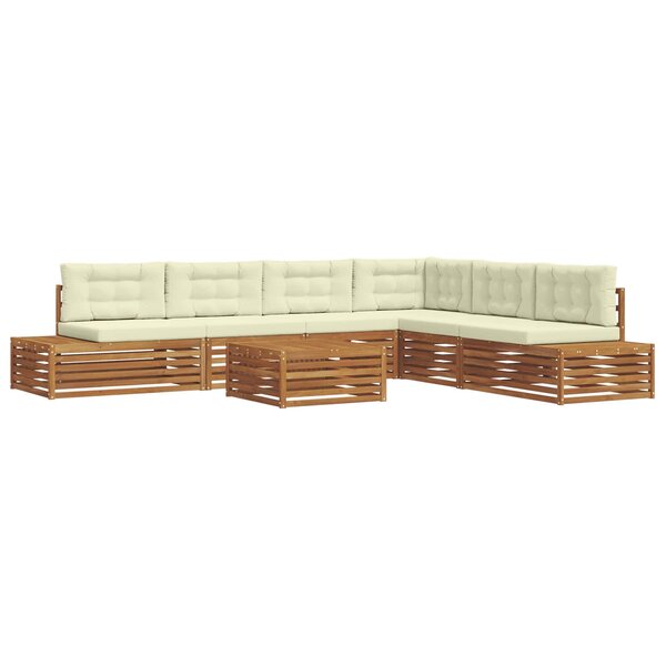 vidaXL 8 pc Ensemble de canapés d'extérieur Naturel et Crème