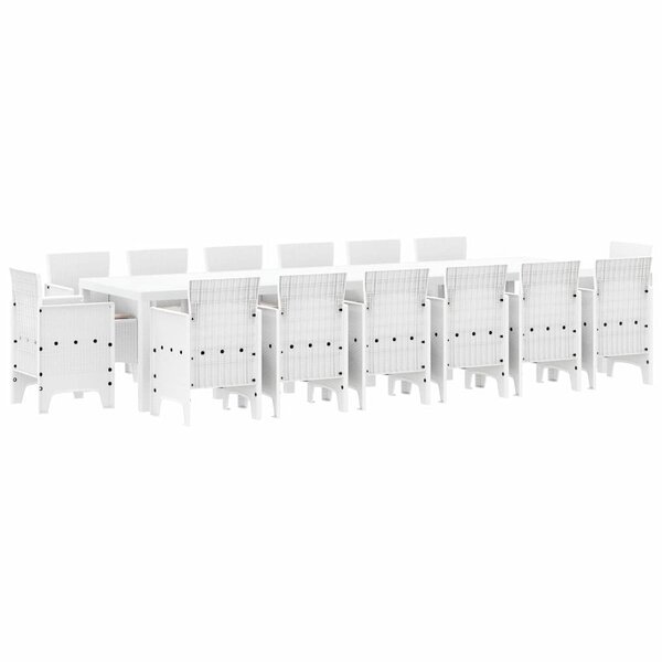 vidaXL Ensemble de salle à manger pour jardin 15 Pièces Blanc Rattan Polt
