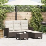 vidaXL Salon de jardin 3 Pièces avec coussins forme L marron polyrotin