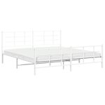 vidaXL Cadre de lit métal sans matelas et pied de lit blanc 193x203 cm