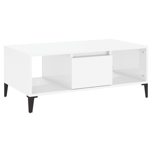 vidaXL Table basse Blanc brillant 90x50x36 5 cm Bois d'ingénierie