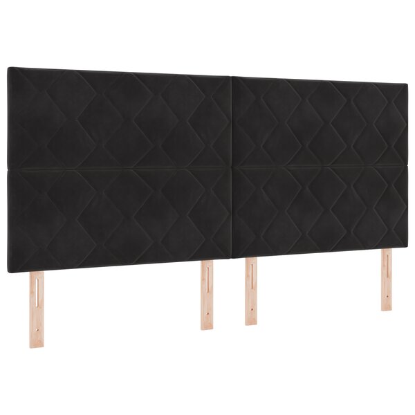 Tête de lit LED vidaXL - Design en blocs de diamant noir - 200 cm - Velours
