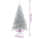 vidaXL Sapin de Noël artificiel avec support argenté 150 cm PET