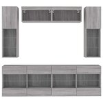 vidaXL Ensemble de meubles TV muraux 6Pièces et lumières LED gris béton