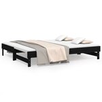 vidaXL Lit coulissant Noir 2x(90x200) cm Bois de pin massif