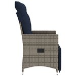 vidaXL Chaise de jardin inclinable avec coussins en résine tressée grise