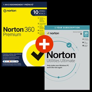 Norton 360 Premium - 10 appareils + Norton Utilities Ultimate - 75 Go - Abonnement 1 an