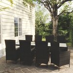 vidaXL Salon d'extérieur 9 Pièces avec coussins Résine tressée Noir