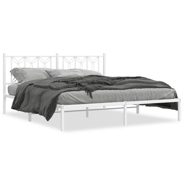 vidaXL Cadre de lit métal avec tête de lit blanc 183x213 cm