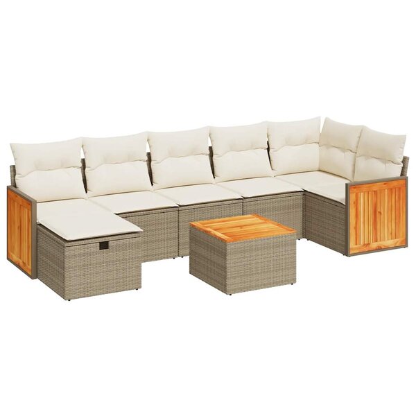 vidaXL Salon de jardin avec coussins 8 Pièces beige résine tressée