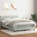 vidaXL Sommier à lattes de lit et matelas et LED gris clair 160x220cm velours