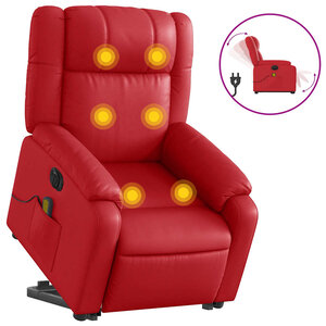 vidaXL Fauteuil inclinable de massage électrique rouge similicuir
