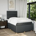 vidaXL Sommier à lattes de lit avec matelas Gris foncé 120x200cm Tissu