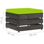 Vidaxl salon de jardin 3 pièces avec coussins bois imprégné de gris