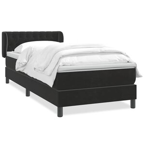 vidaXL Sommier à lattes de lit avec matelas noir 80x220 cm velours