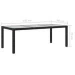 vidaXL Table de jardin Noir 190x90x75 cm Verre trempé/résine tressée