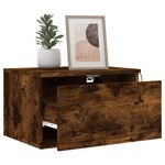 vidaXL Tables de chevet murales avec lumières LED 2 Pièces chêne fumé
