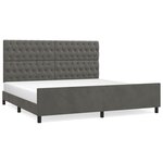 vidaXL Cadre de lit avec tête de lit Gris foncé 200x200 cm Velours