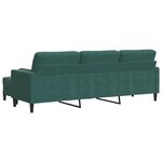 vidaXL Canapé à 3 places avec repose-pieds Vert foncé 210 cm Velours