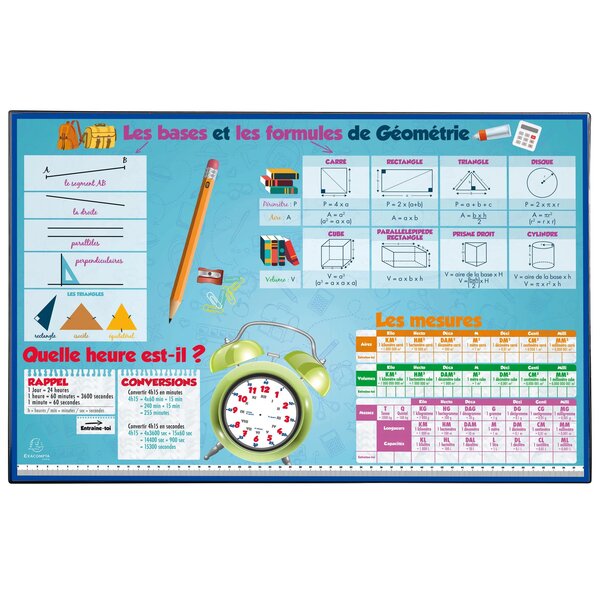 Sous-main Rigide Pvc Maths - 37 5x57 5 Cm - Visuel - Exacompta