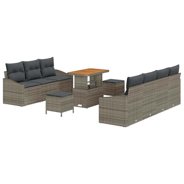 vidaXL Ensemble de canapé de jardin 10 Pièces Gris Poly rotin