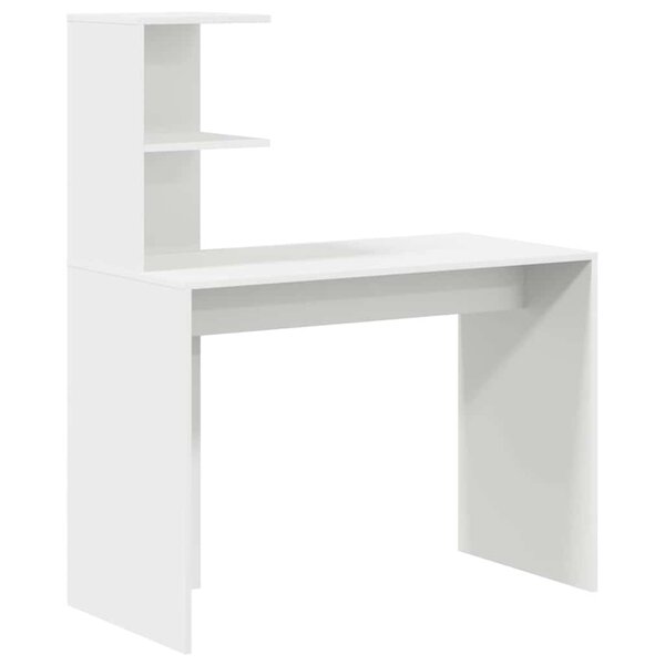 vidaXL Bureau avec étagère Blanc 102 x 50 x 124 cm Bois d'ingénierie