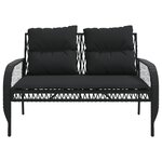 vidaXL Salon de jardin 4 Pièces avec coussins noir résine tressée