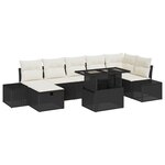 vidaXL Canapé de jardin 8 pièces avec coussins noirs en rotin composite