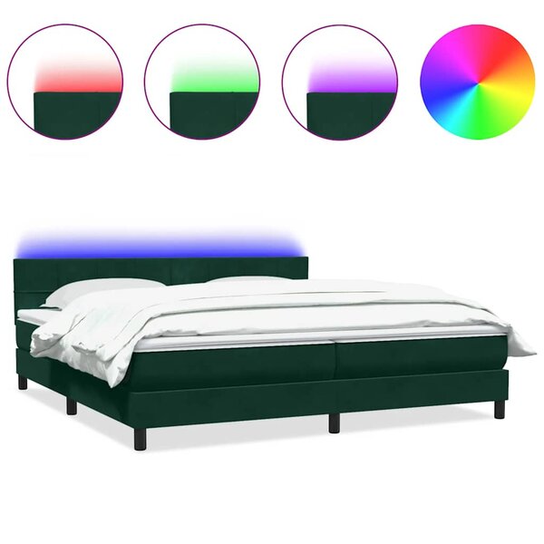vidaXL Sommier à lattes de lit et matelas et LED vert foncé 180x210cm velours