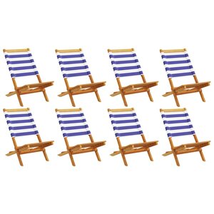 vidaXL Chaises de jardin pliantes lot de 8 tissu et bois massif