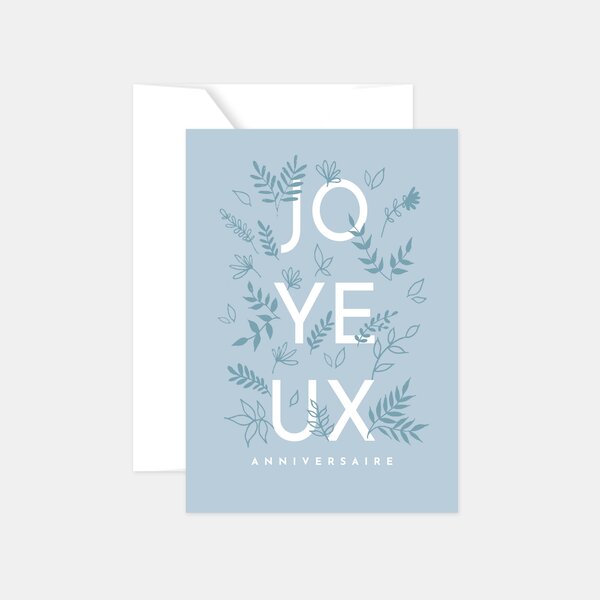 Carte anniversaire - végétal bleuet